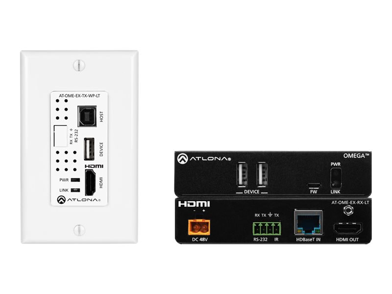 Atlona Omega Series AT-OME-EX-WP-KIT-LT - transmitter and receiver - video/audio/infrared/USB/serial extender - HDBaseT