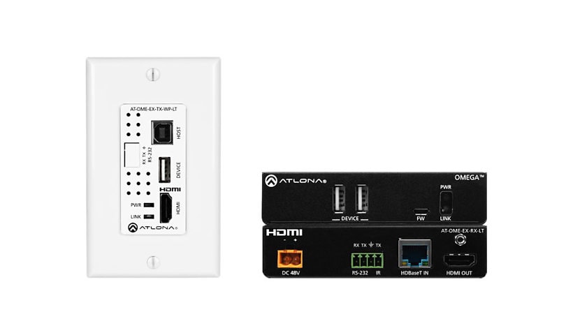 Atlona Omega Series AT-OME-EX-WP-KIT-LT - transmitter and receiver - video/audio/infrared/USB/serial extender - HDBaseT