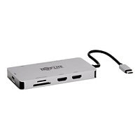 Tripp Lite USB-C Dock, Dual Display - 4K 60 Hz HDMI, USB 3,2 Gen 1, USB-A Hub, GbE, Memory Card, 100W PD Charging, Gray