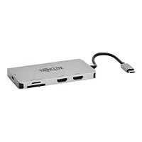 Tripp Lite USB-C Dock, Dual Display - 4K 60 Hz HDMI, USB 3,2 Gen 1, USB-A Hub, Memory Card, 100W PD Charging, Gray -