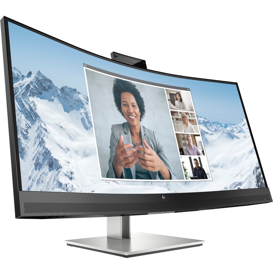 HP E34m G4 34 Class Webcam WQHD Curved Screen LCD Monitor - 21:9 - Black