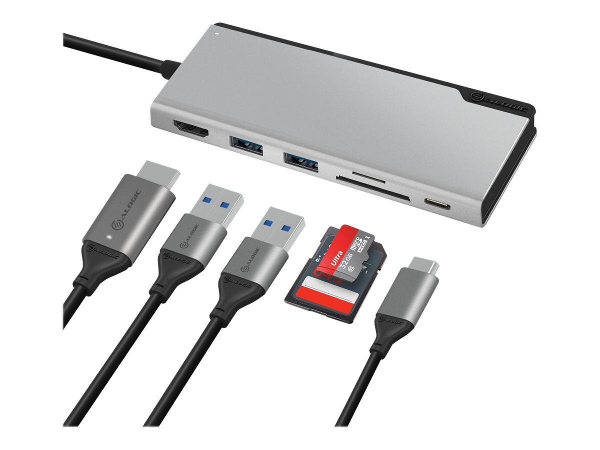 ALOGIC Ultra USB-C Dock UNI - 2 x USB-A (USB 3.0); 1 x USB-C (Data/PD 100W); 1 x SD Card Slot; 1x Micro SD Card Slot; 1