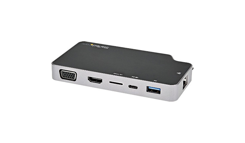 StarTech.com USB C Multiport Adapter - USB-C to 4K HDMI or VGA/100W PD Pass Through/10Gbps USB/GbE