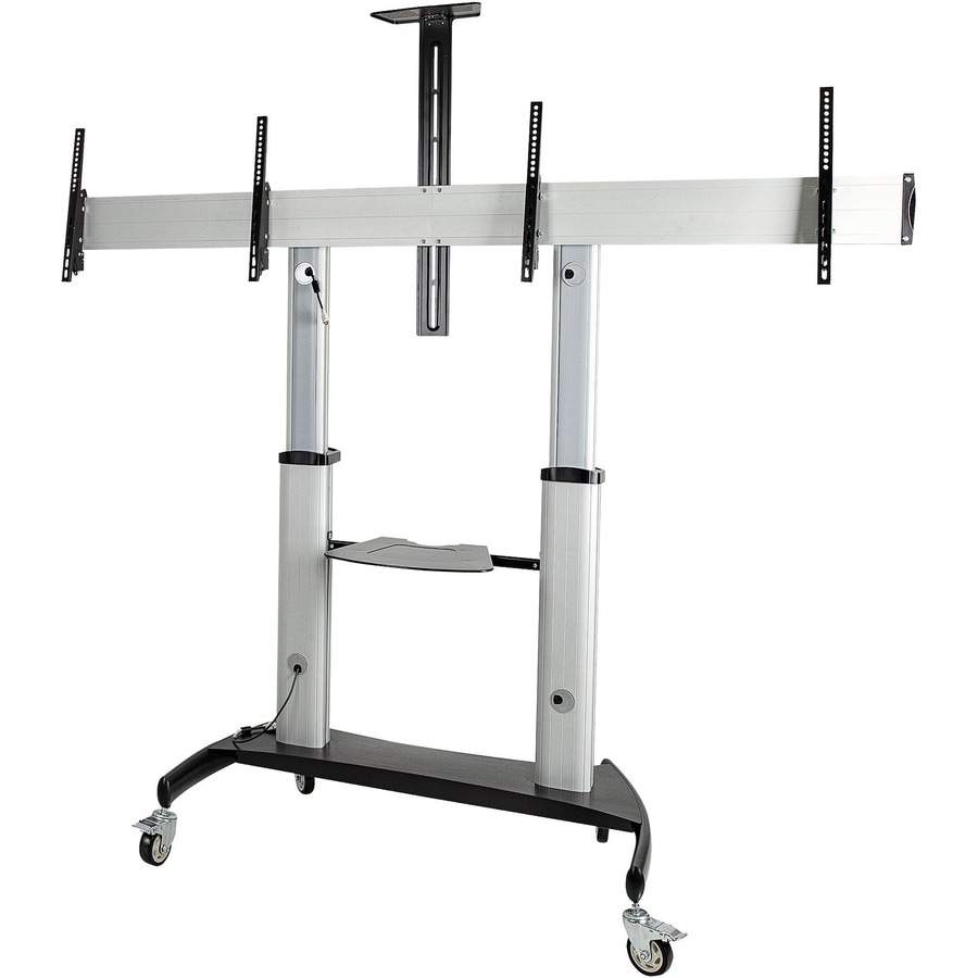 StarTech.com Dual TV Cart 60in VESA Adjustable Rolling TV Cart on Wheels Mobile TV Stand/Mount