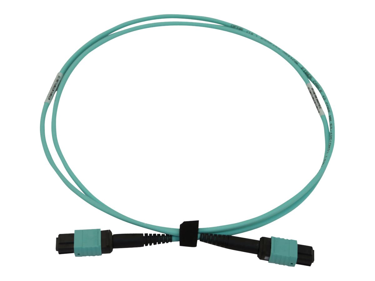 Eaton Tripp Lite Series 40/100/400G Multimode 50/125 OM3 Fiber Optic Cable (12F MTP/MPO-PC F/F), LSZH, Aqua, 1 m (3.3