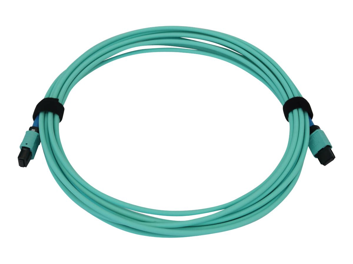 Eaton Tripp Lite Series 40/100/400G Multimode 50/125 OM3 Fiber Optic Cable (24F MTP/MPO-PC F/F), LSZH, Aqua, 5 m (16.4