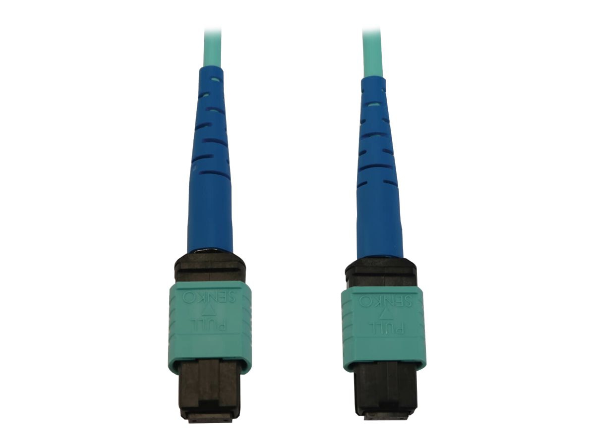 Eaton Tripp Lite Series 40/100/400G Multimode 50/125 OM3 Fiber Optic Cable (24F MTP/MPO-PC F/F), LSZH, Aqua, 20 m (65.6