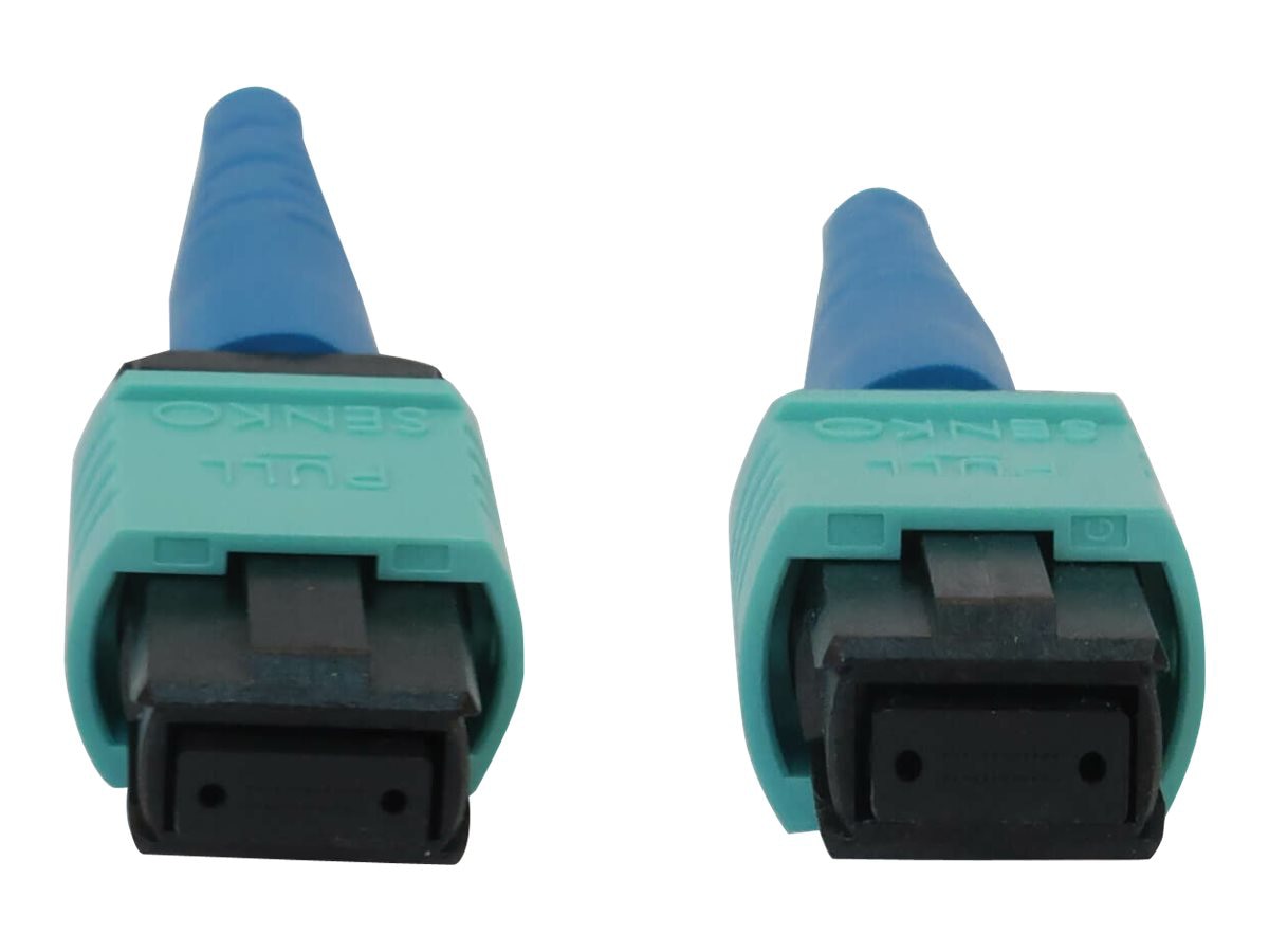 Eaton Tripp Lite Series 40/100/400G Multimode 50/125 OM3 Fiber Optic Cable (24F MTP/MPO-PC F/F), LSZH, Aqua, 25 m (82