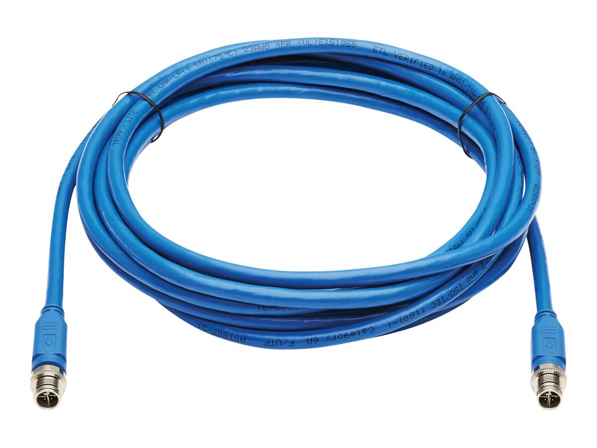 Tripp Lite Ethernet Cable Shielded M12 X-Code Cat6a 10G CMR-LP M/M Blue 3M