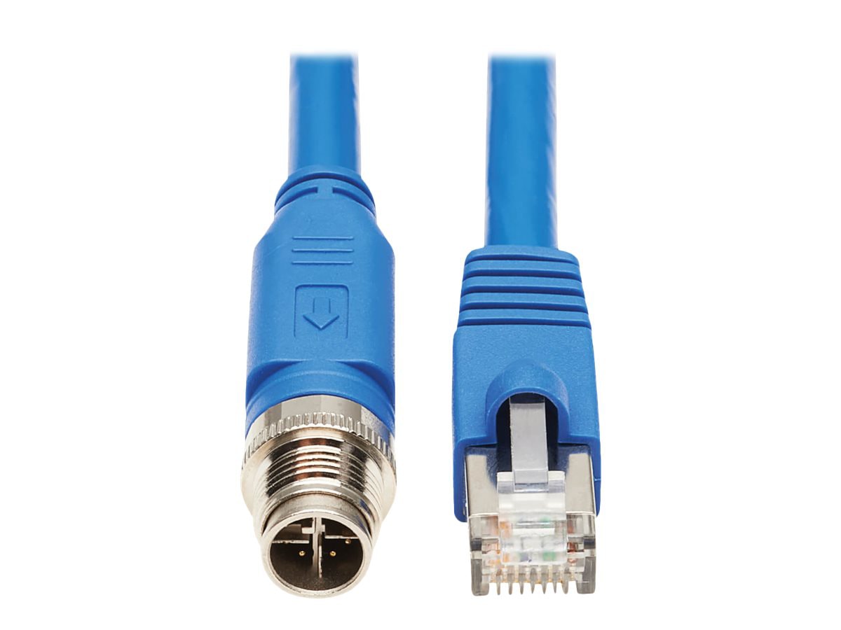 Eaton Tripp Lite Series M12 X-Code Cat6a 10G F/UTP CMR-LP Shielded Ethernet Cable (M12 M/RJ45 M), IP68, PoE, Blue, 5 m