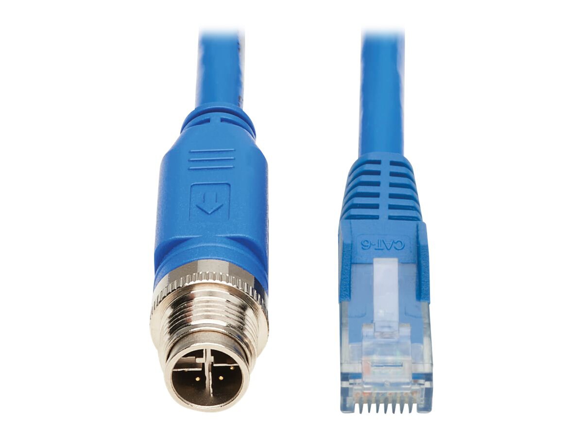 Eaton Tripp Lite Series M12 X-Code Cat6 1G UTP CMR-LP Ethernet Cable (M12 M/RJ45 M), IP68, PoE, Blue, 5 m (16.4 ft.) -