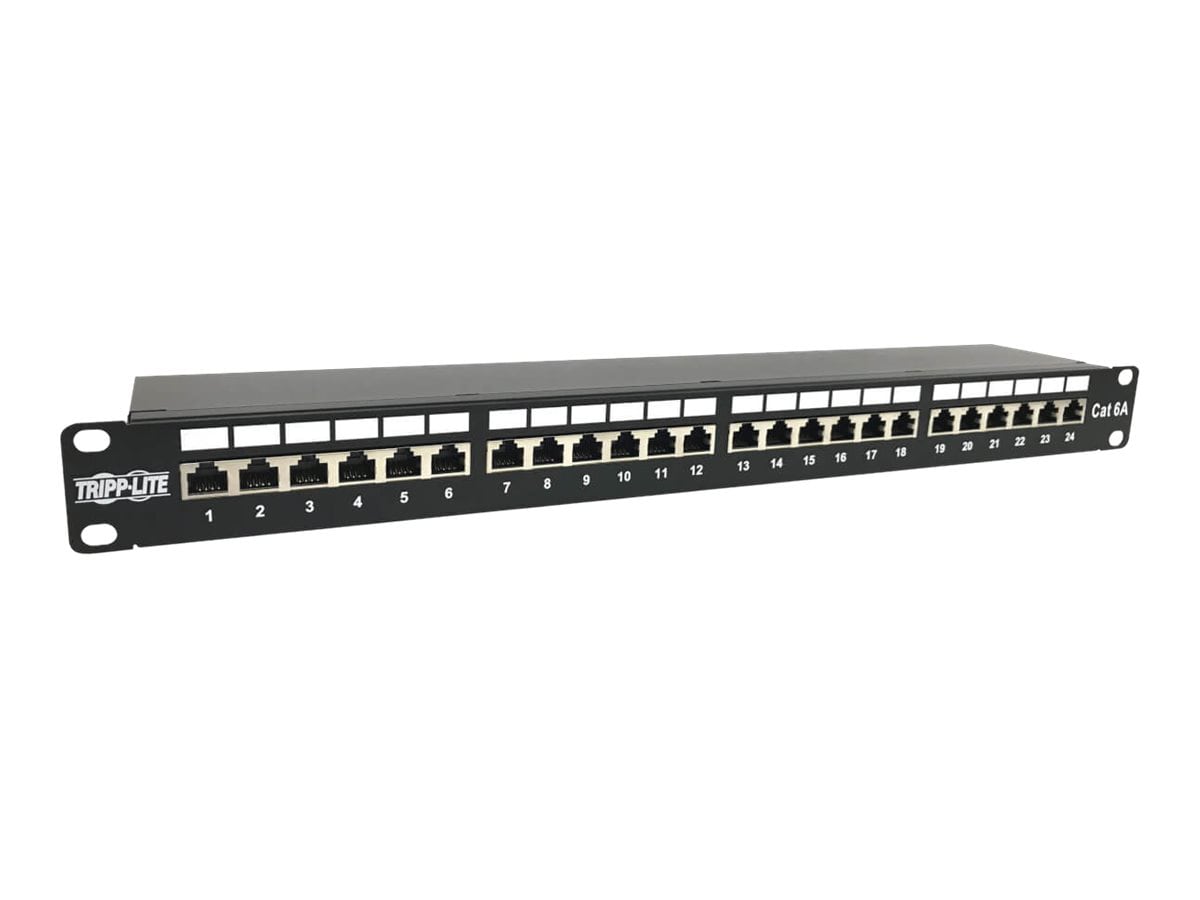 Tripp Lite 24-Port Cat6a Shielded Patch Panel - 10 Gbps, STP, 110 Punch Down, RJ45, 1U, TAA - patch panel - 1U - 19 po -