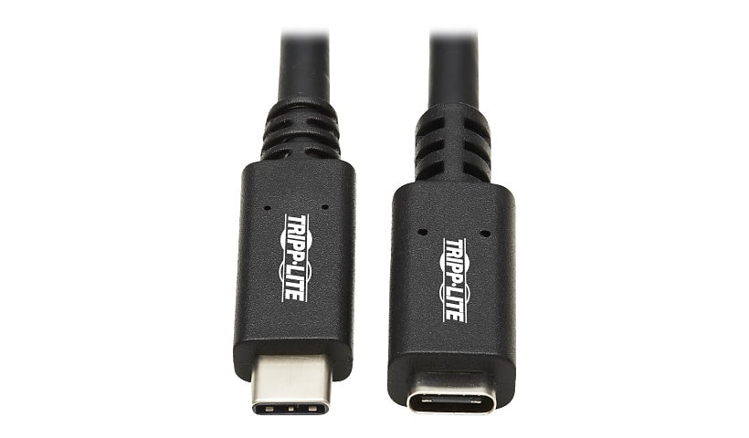 Tripp Lite USB C Extension Cable (M/F) - USB 3,2 Gen 2, Thunderbolt 3, 60W PD Charging, Black, 20 in. (0,5 m) - USB-C
