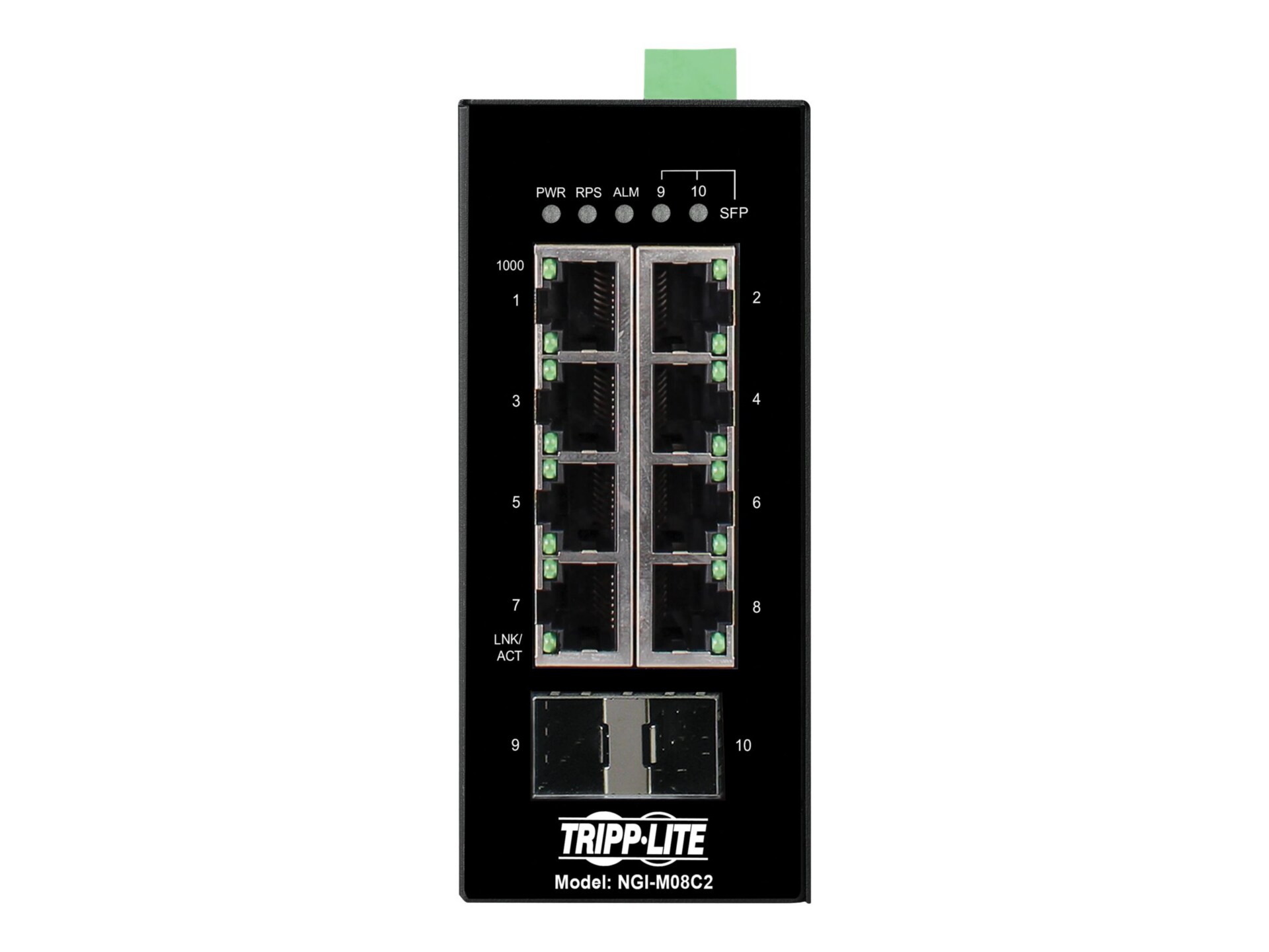 Tripp Lite 8-Port Managed Industrial Gigabit Ethernet Switch - 10/100/1000 Mbps, 2 GbE SFP Slots, -40° to 75°C, DIN