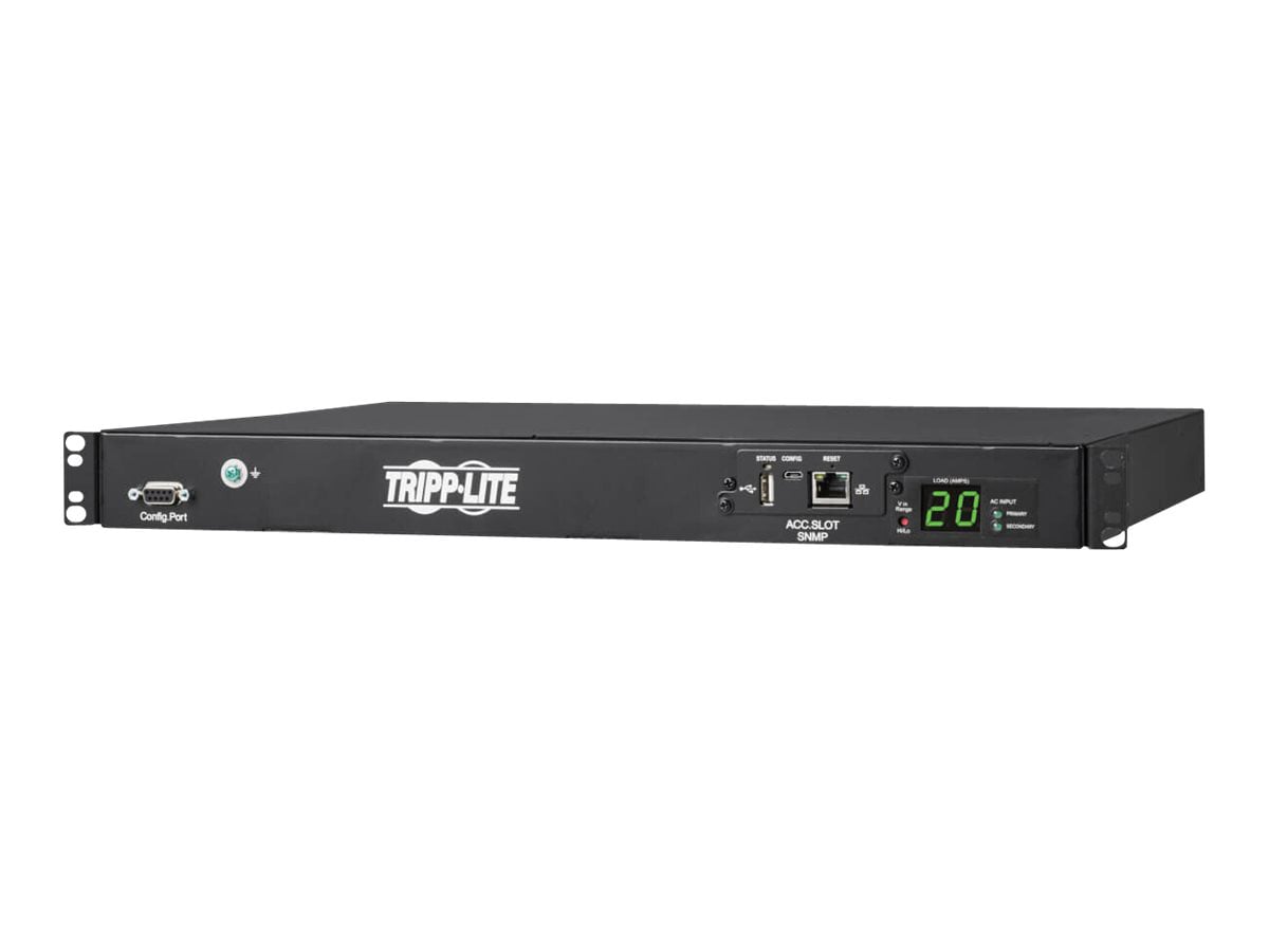 Tripp Lite PDU ATS/Metered 200-240V 8 C13 2 C19 Dual C20 Network Card 1URM