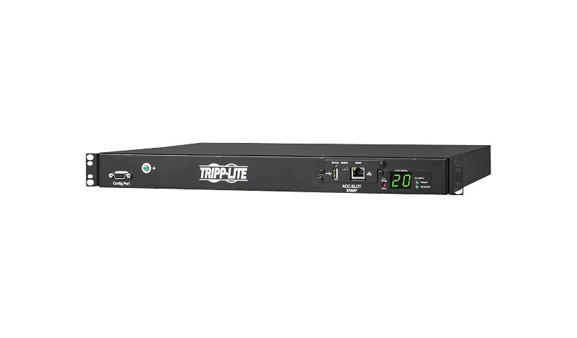 Tripp Lite PDU ATS/Monitored 3.8kW 200-240V Single-Phase - 8 C13 and 2 C19 Outlets, Dual C20 Inlets, 12 ft. Cords,