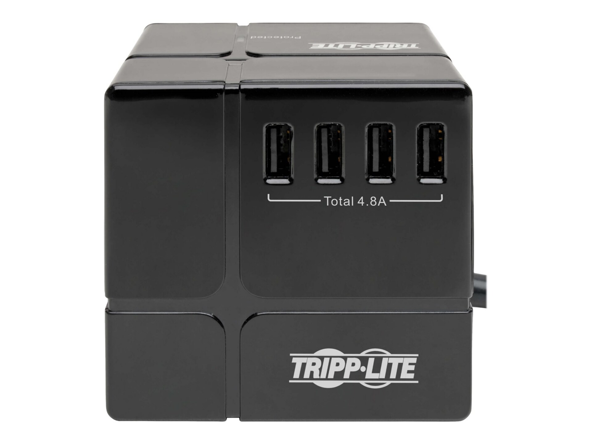 Tripp Lite Safe-IT 3-Outlet Cube Surge Protector - 5-15R Outlets, 6 USB Ports, 8 ft. (2.4 m) Cord, Antimicrobial