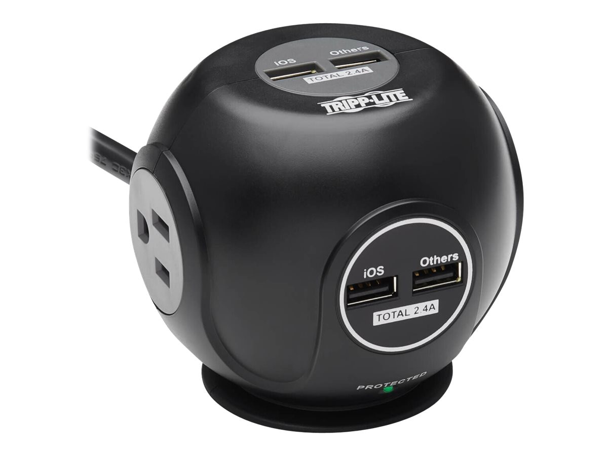 Tripp Lite Safe-IT Spherical Surge Protector 3-Outlets 4 USB Ports 6ft Cord