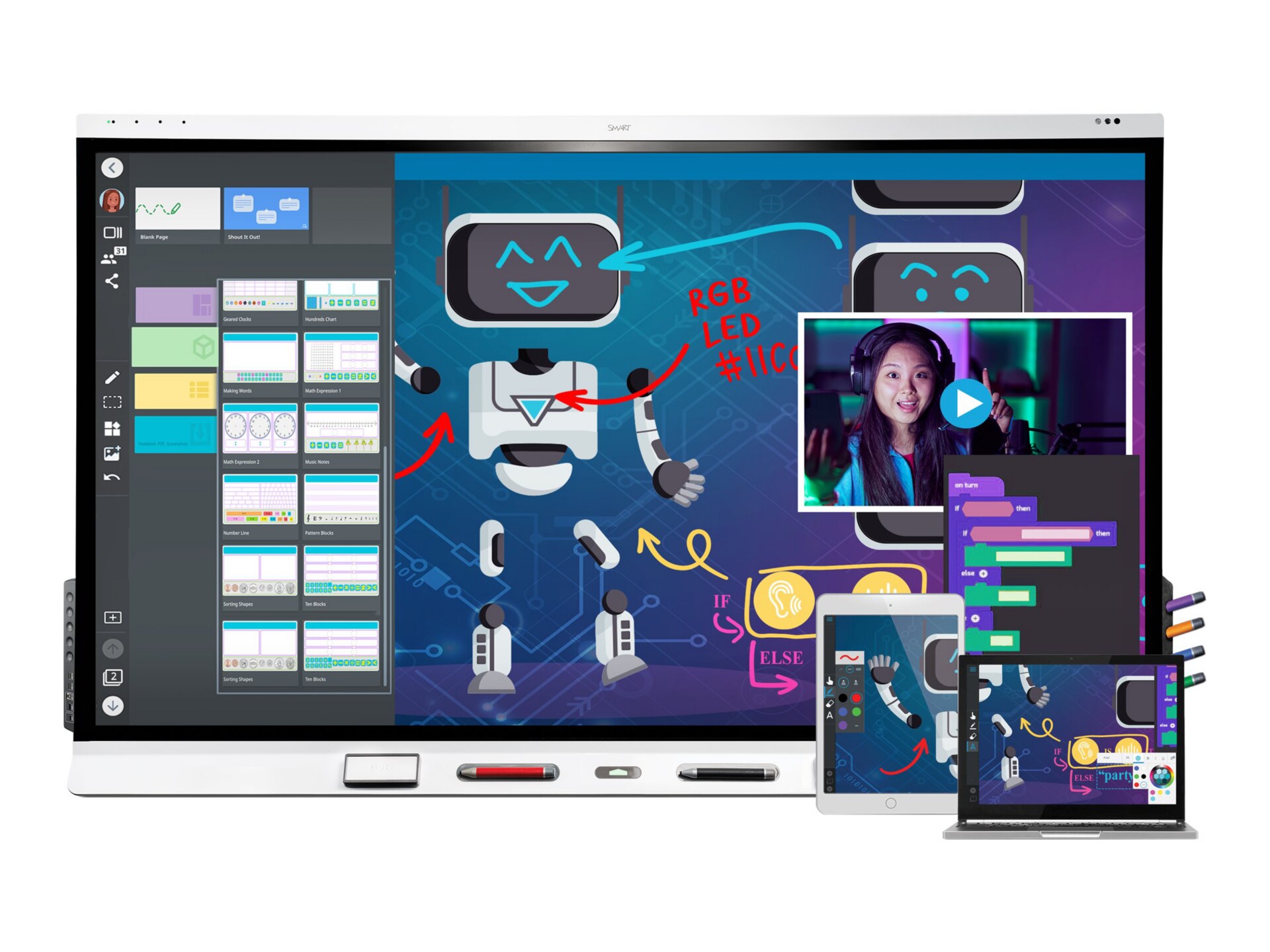 Thumbnail 2 of 2 for SMART Board 6000S (V3) series with iQ SBID-6275S-V3 75" LED-backlit LCD display - 4K - for interactive communication
