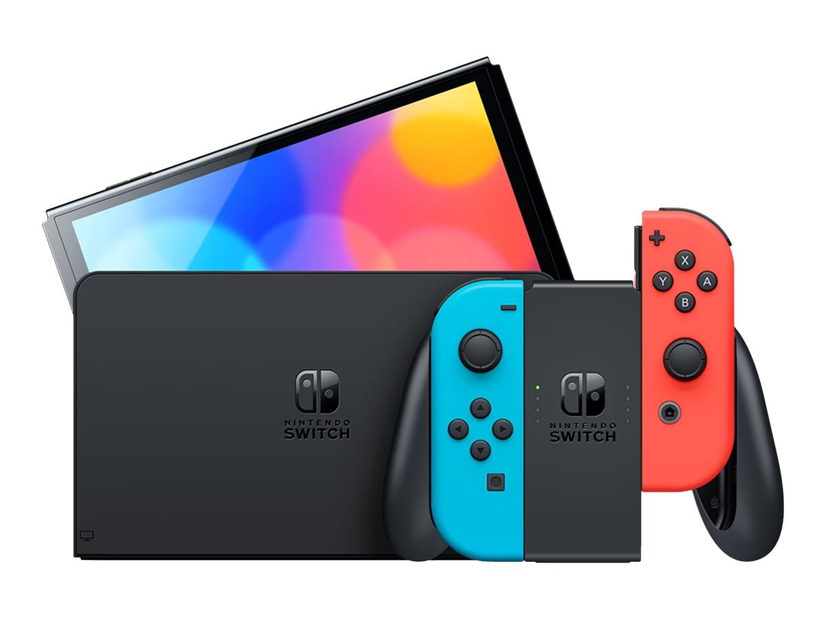 Nintendo switch with neon blue and hot sale red controllers