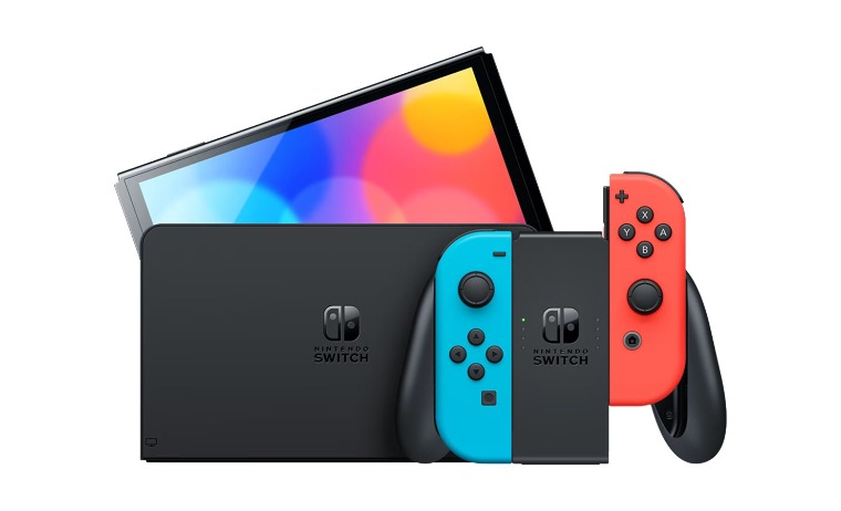 Nintendo Switch OLED - game console - black, neon red, neon blue