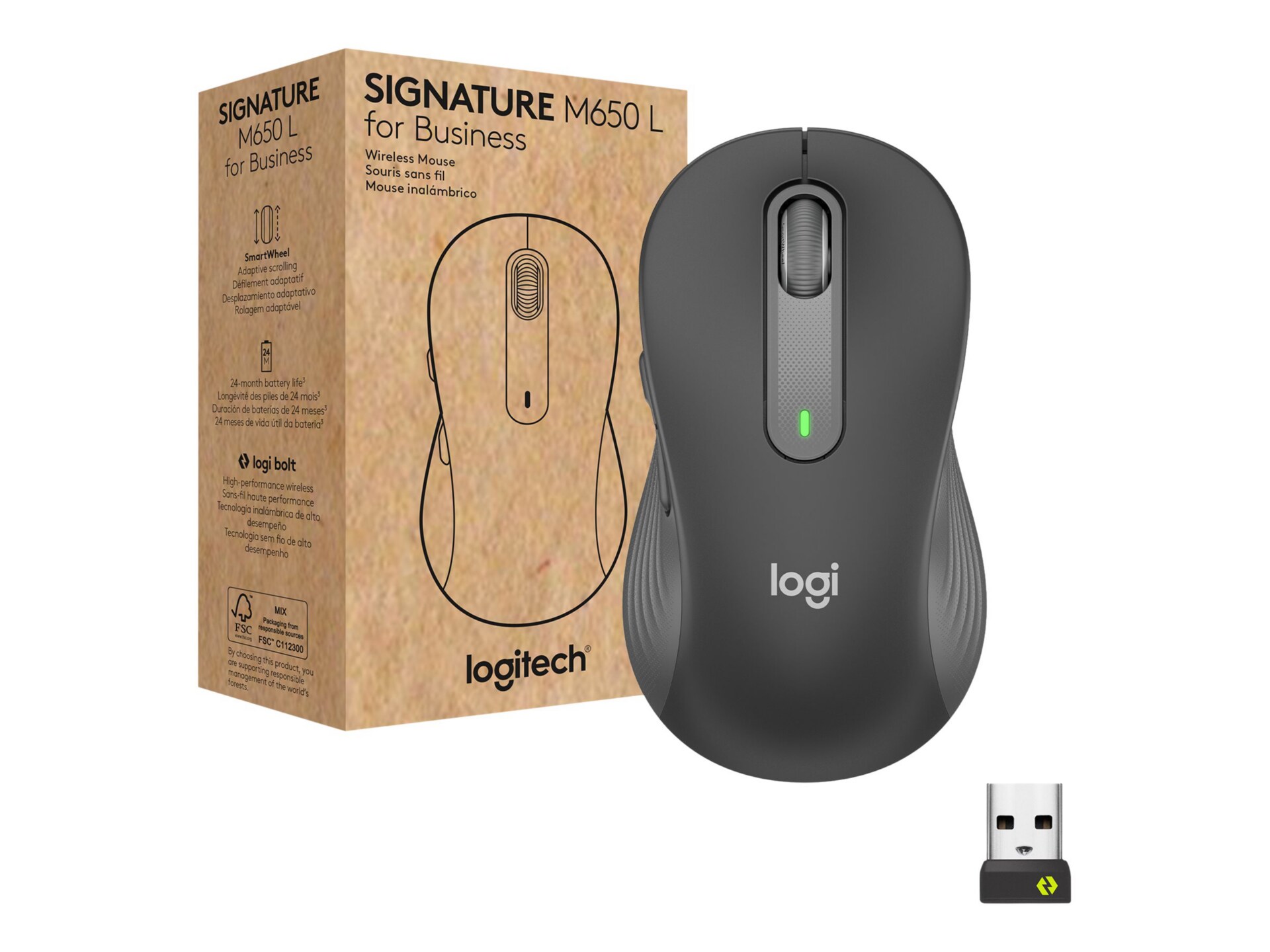 Logitech Signature M650 pour les entreprises - souris - Bluetooth - graphite