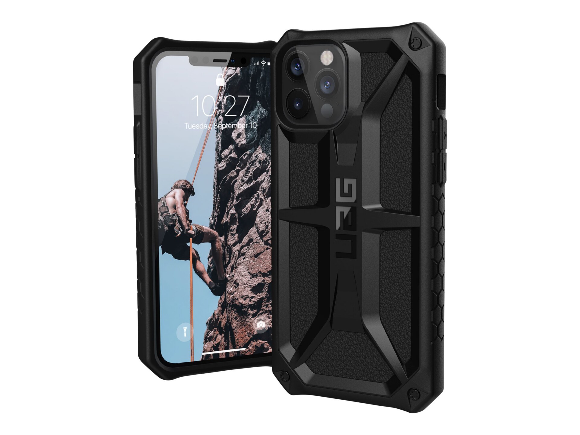 UAG Rugged Case for iPhone 12/12 Pro 5G [6.1-inch] - Monarch Black - back cover for cell phone