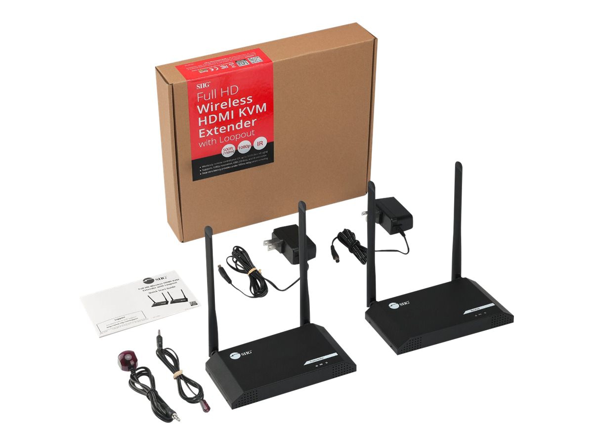 SIIG Full HD Wireless HDMI KVM Extender with Loopout - transmitter and rece