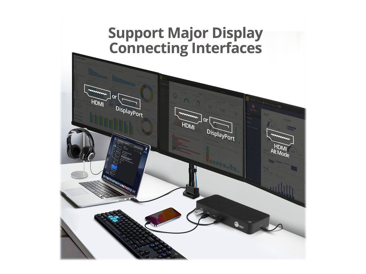 Thumbnail 5 of 7 for SIIG Triple Hybrid 4K Video Docking Station with PD Charging - docking station - USB-C - 3 x HDMI, 2 x DP - 1GbE