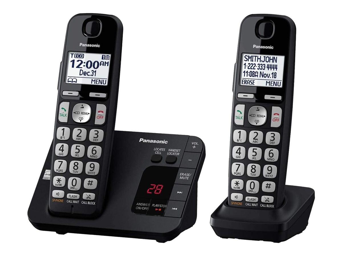 Panasonic KX-TGE432 - cordless phone - answering system with caller ID/call waiting + additional handset - 3-way call