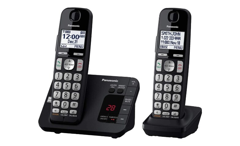 Panasonic KX-TGE432 - cordless phone - answering system with caller ID/call  waiting + additional handset - 3-way call - KX-TGE432B - Landline Phones 