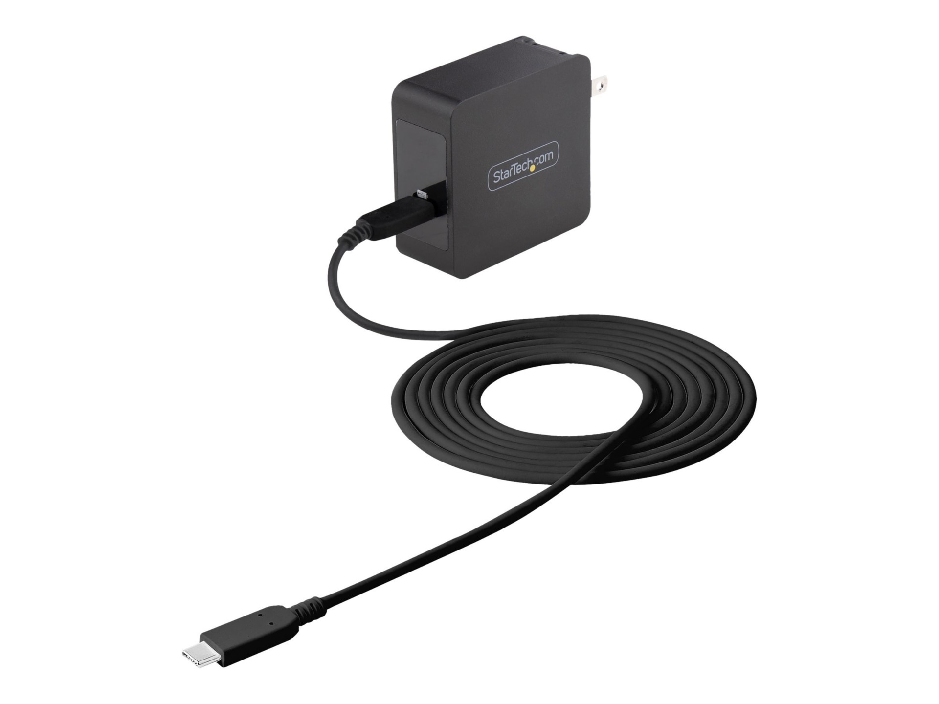 StarTech.com USB C Wall Charger, 60W PD with 6ft/2m Cable, Portable USB Typ