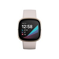Fitbit Sense - soft gold stainless steel - smart watch with band - lunar wh