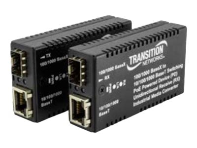 Transition Networks M/GE-xSW-SFP-01-xx-UxX Series M/GE-PSW-SFP-01-UTX -  fiber media converter - 10Mb LAN, 100Mb LAN,