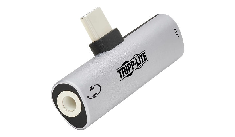 Tripp Lite USB-C to 3.5 mm Headphone Jack Adapter for Hi-Res Stereo Audio - PD 3.0 and QC 2.0 Charging, Silver - USB-C