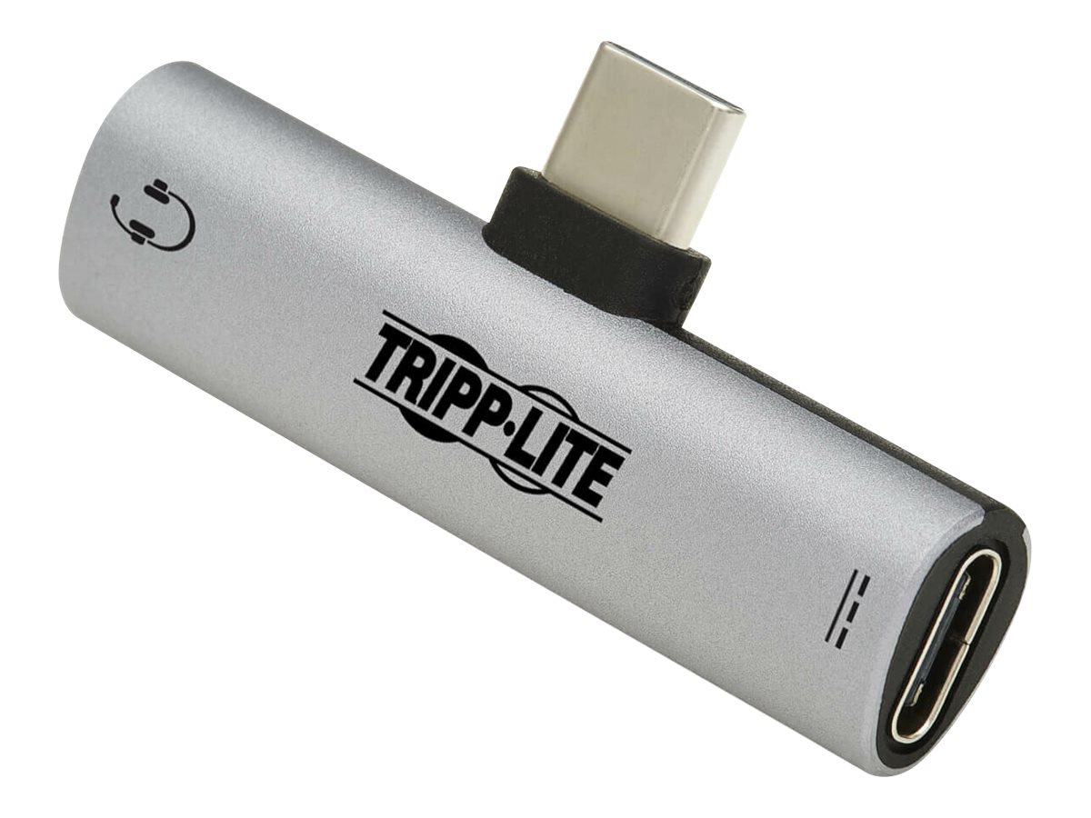 Thumbnail 2 of 9 for Eaton Tripp Lite Series USB-C to 3.5 mm Headphone Jack Adapter for Hi-Res Stereo Audio PD 3.0 and QC 2.0 Charging Silver