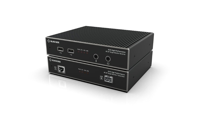 Black Box KVM EXT CATx/Fiber SH,4K DP USB 2.0 Hub Serial Audio Local Video