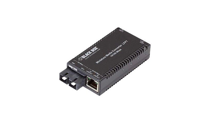 Black Box MultiPower Miniature Fast Ethernet Media Converter - fiber media converter - 10Mb LAN, 100Mb LAN