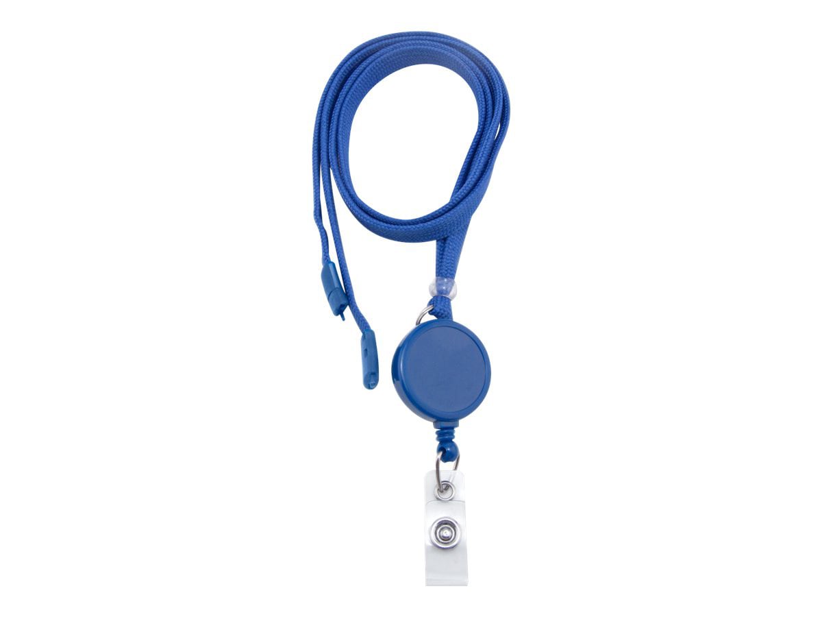Brady People ID badge necklace with reel - 0.39 in - clear, royal blue (pack of 100)