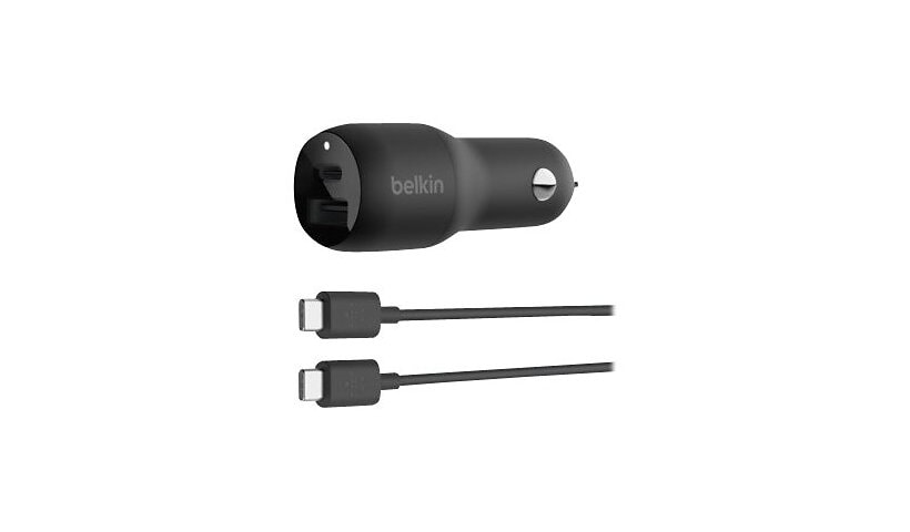 Belkin BOOST UP Dual Car Charger with PPS 37W adaptateur d'alimentation pour voiture - USB, 24 pin USB-C - 37 Watt