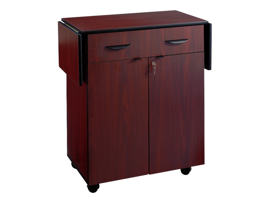 Safco Hospitality Service Cart - cupboard - 1 drawers - 1 shelves - 2 doors - mahogany