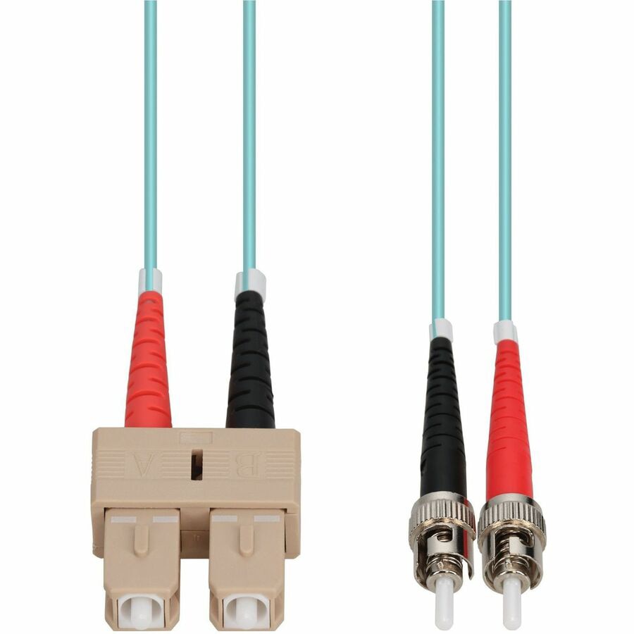 Proline 3m ST to SC Aqua OM4 Duplex OFNR (Riser-Rated) Fiber Patch Cable