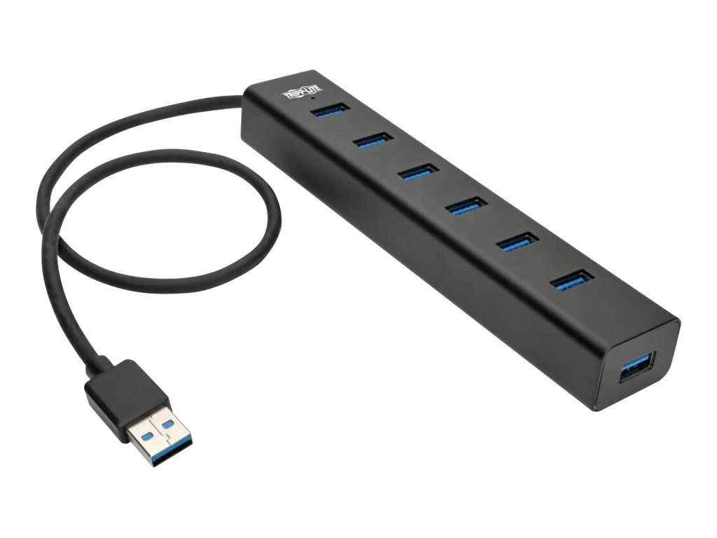 Tripp Lite USB-A Mini Hub 7-Port USB 3.2 Gen 1 Aluminum with INTL Adapters