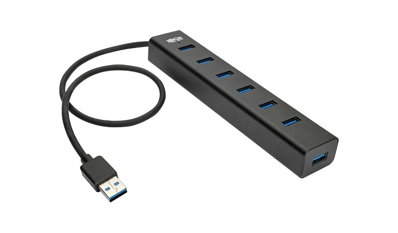 Tripp Lite 7-Port USB-A Mini Hub - USB 3.2 Gen 1, International Plug Adapters, Aluminum Housing - hub - 7 ports