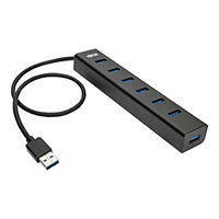 Tripp Lite 7-Port USB-A Mini Hub - USB 3.2 Gen 1, International Plug Adapters, Aluminum Housing - hub - 7 ports