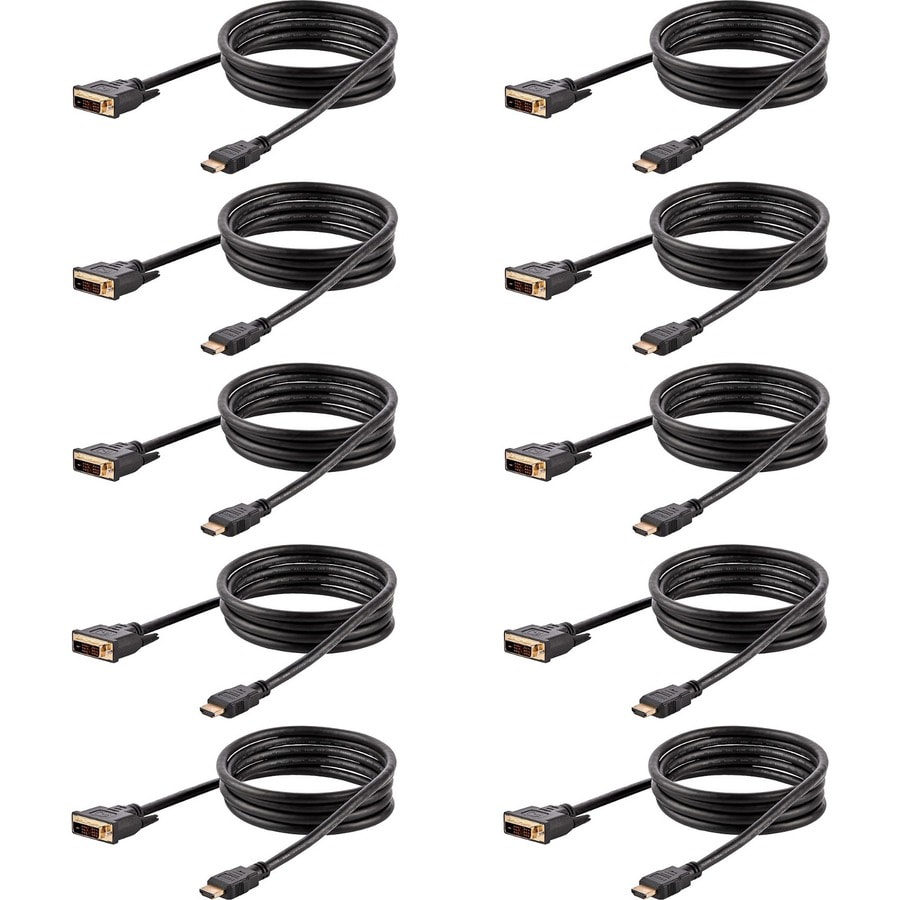 StarTech.com 6ft/1.8m HDMI to DVI Cable, DVI-D to HDMI Cable, 10 Pack, M/M
