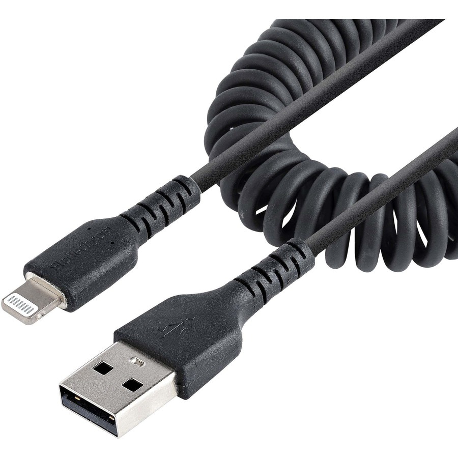 StarTech.com 1m/3ft USB to Lightning Cable, MFi Certified, Coiled, Black