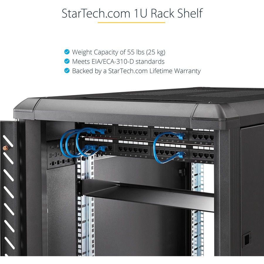 Thumbnail 6 of 10 for StarTech.com 1U Server Rack Cabinet Shelf - Fixed 12" Deep Cantilever Rackmount Tray for 19" Data/AV/Network Enclosure