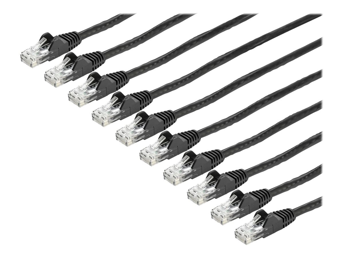 StarTech.com 15 ft. CAT6 Ethernet Cable - 10 Pack - ETL Verified - Black CAT6 Patch Cord - Snagless RJ45 Connectors - 24