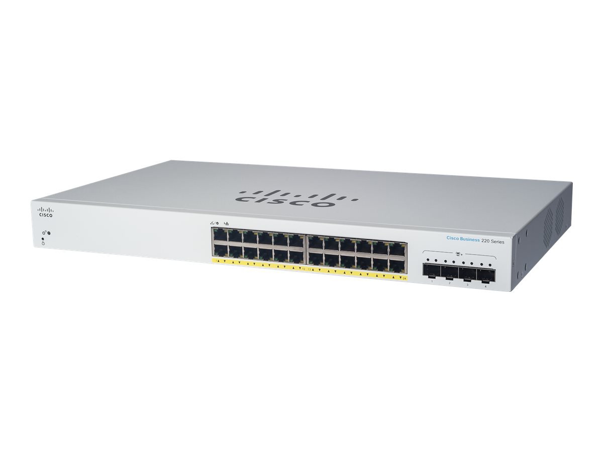 Cisco Business 220 Series CBS220-24FP-4G - switch - 28 ports - smart - rack-mountable